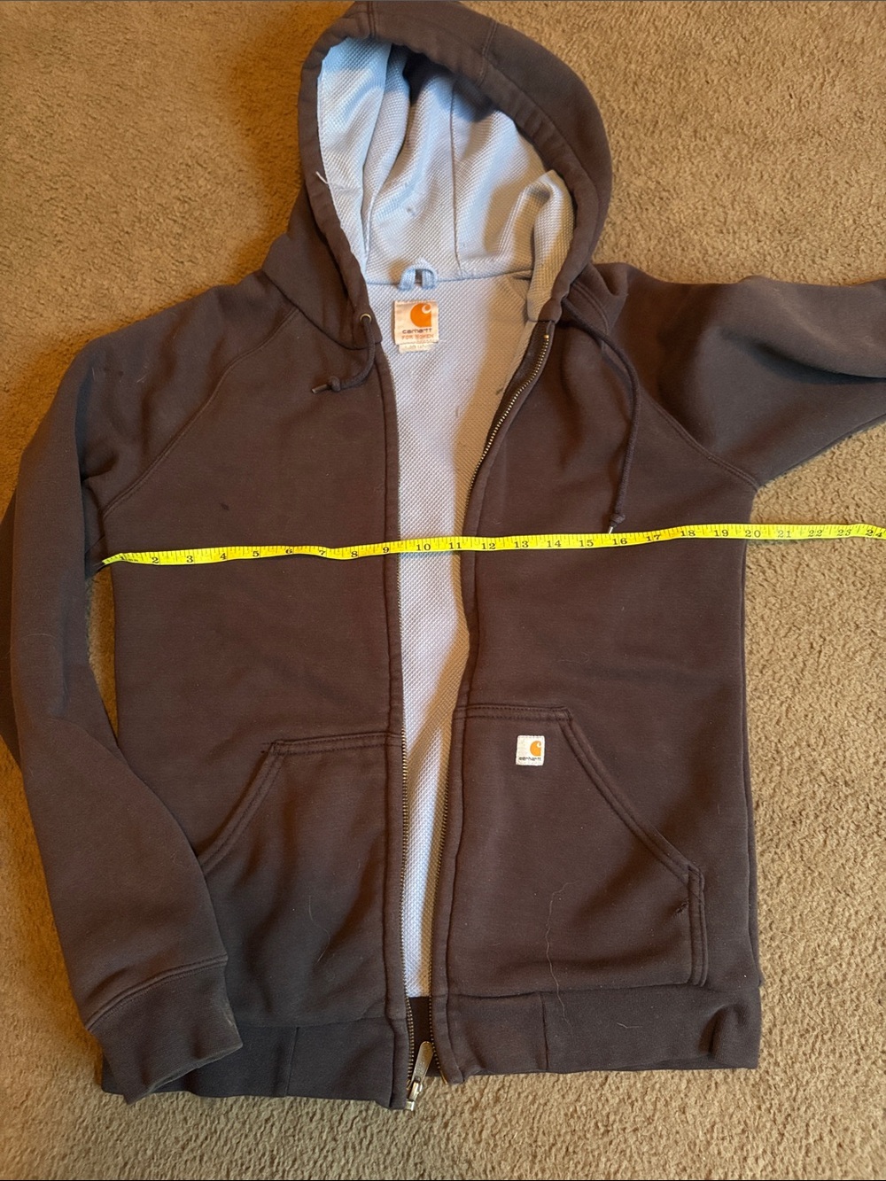 Carhartt Dark navy blue Full-Zip Hooded Sweatshirt with Light blue thermalLining